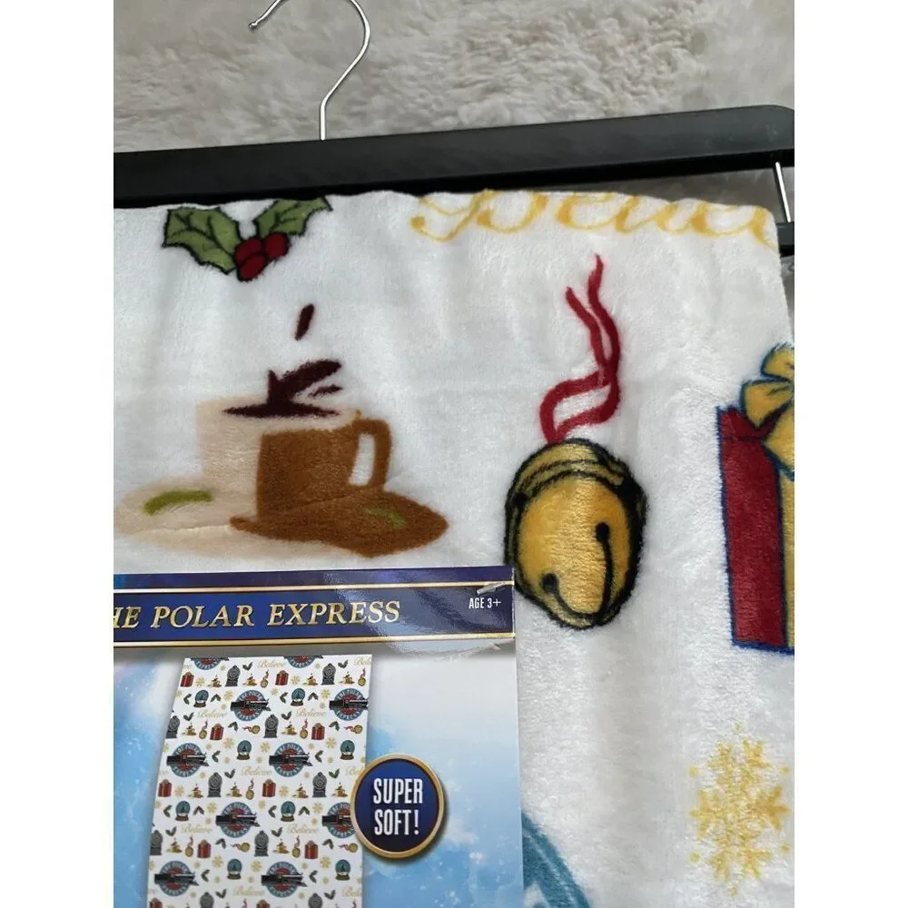 The Polar Express Icons 50 X 70”‎ Soft Plush Throw Blanket Christmas Holiday NEW